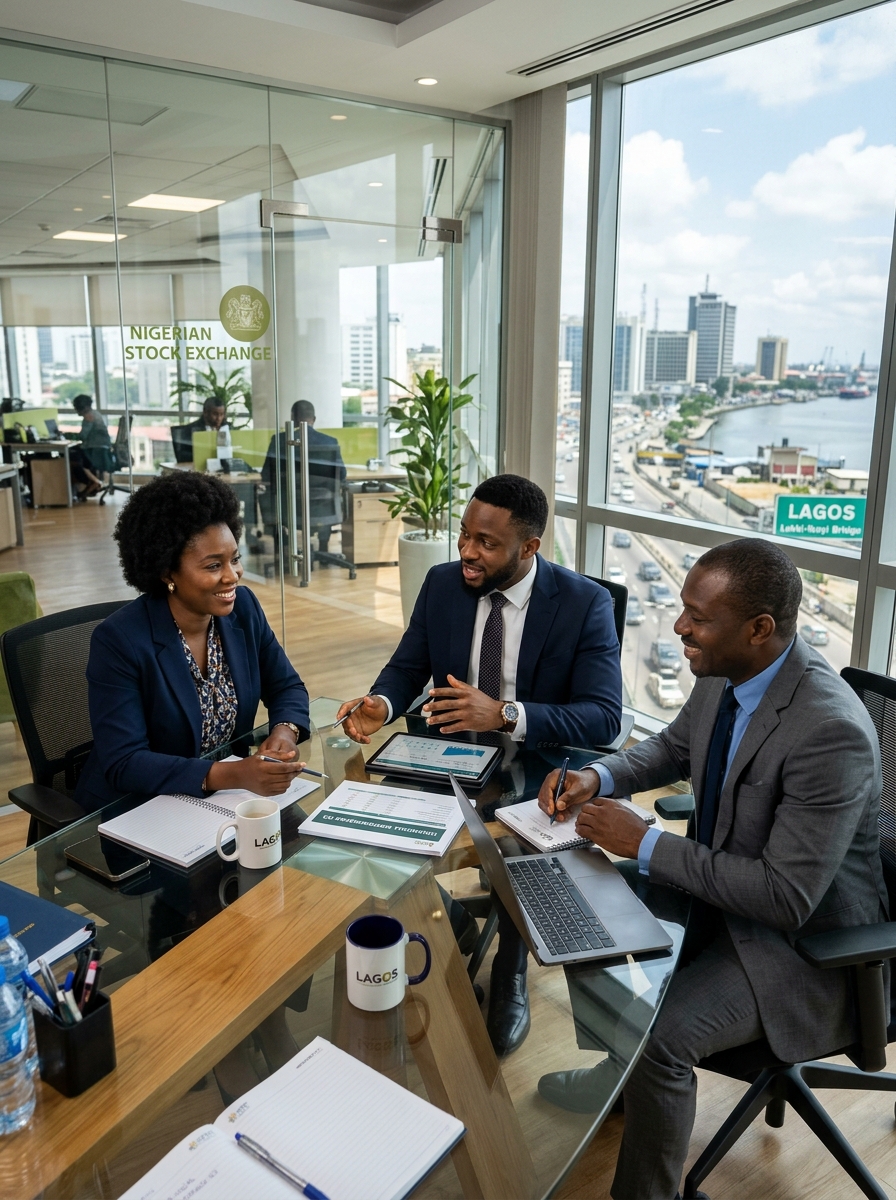The Starseed executive team collaborating in Lagos office