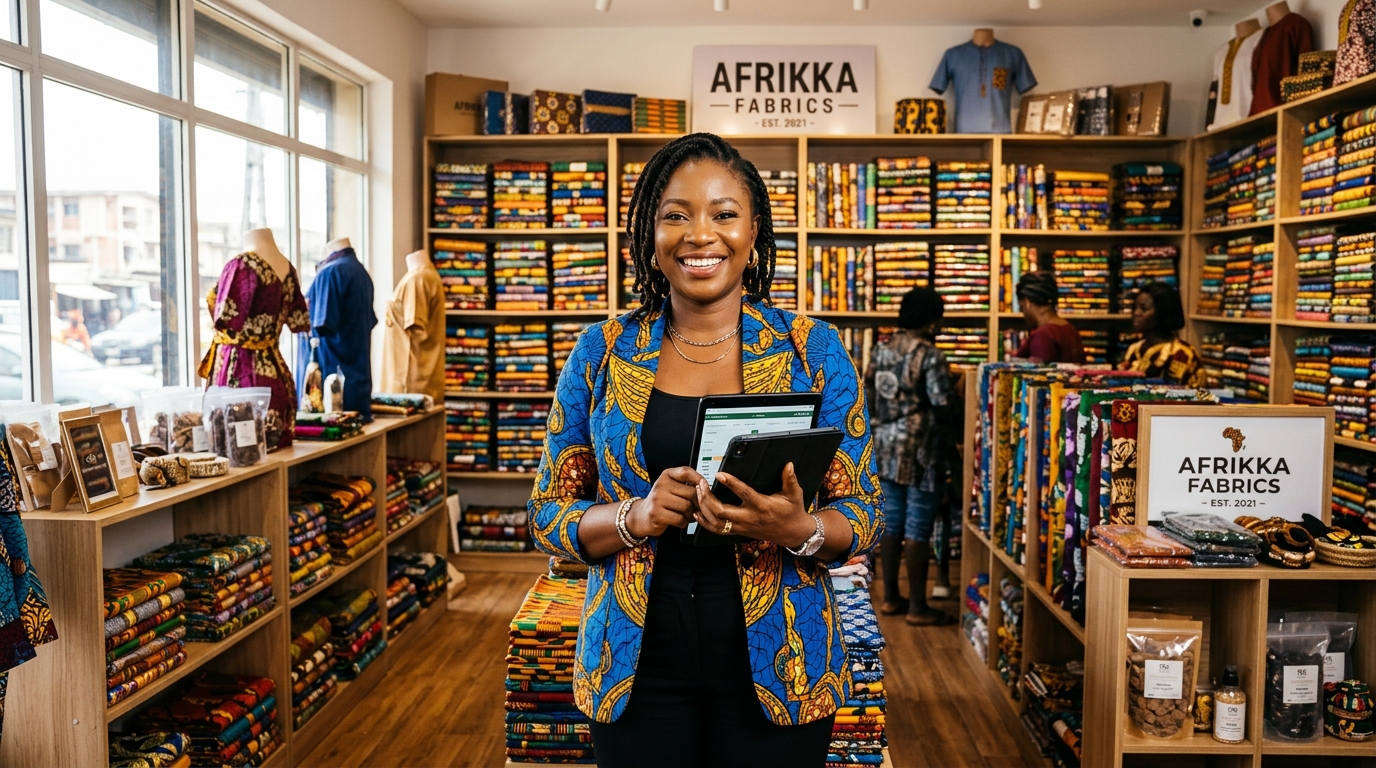 Nigerian business owner in her shop