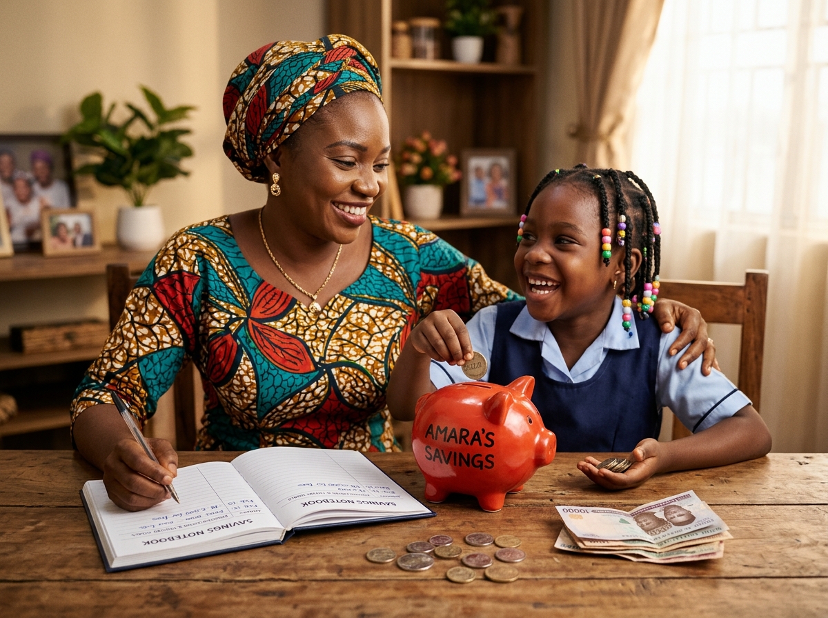 Mother and daughter saving for the future